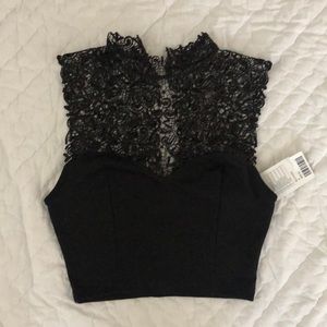 High neck lace crop top from Urban Outfitters